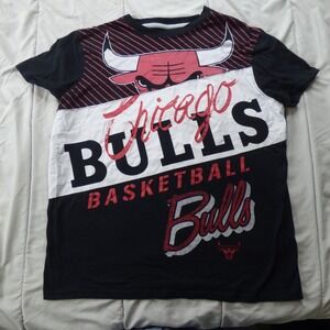 Chicago Bulls  T Shirt Men L Black Bull Logo NBA Cotton